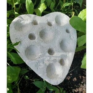 Cement Heart Shaped Bee Watering Station, Butterfly Puddler Dish, Pollinator